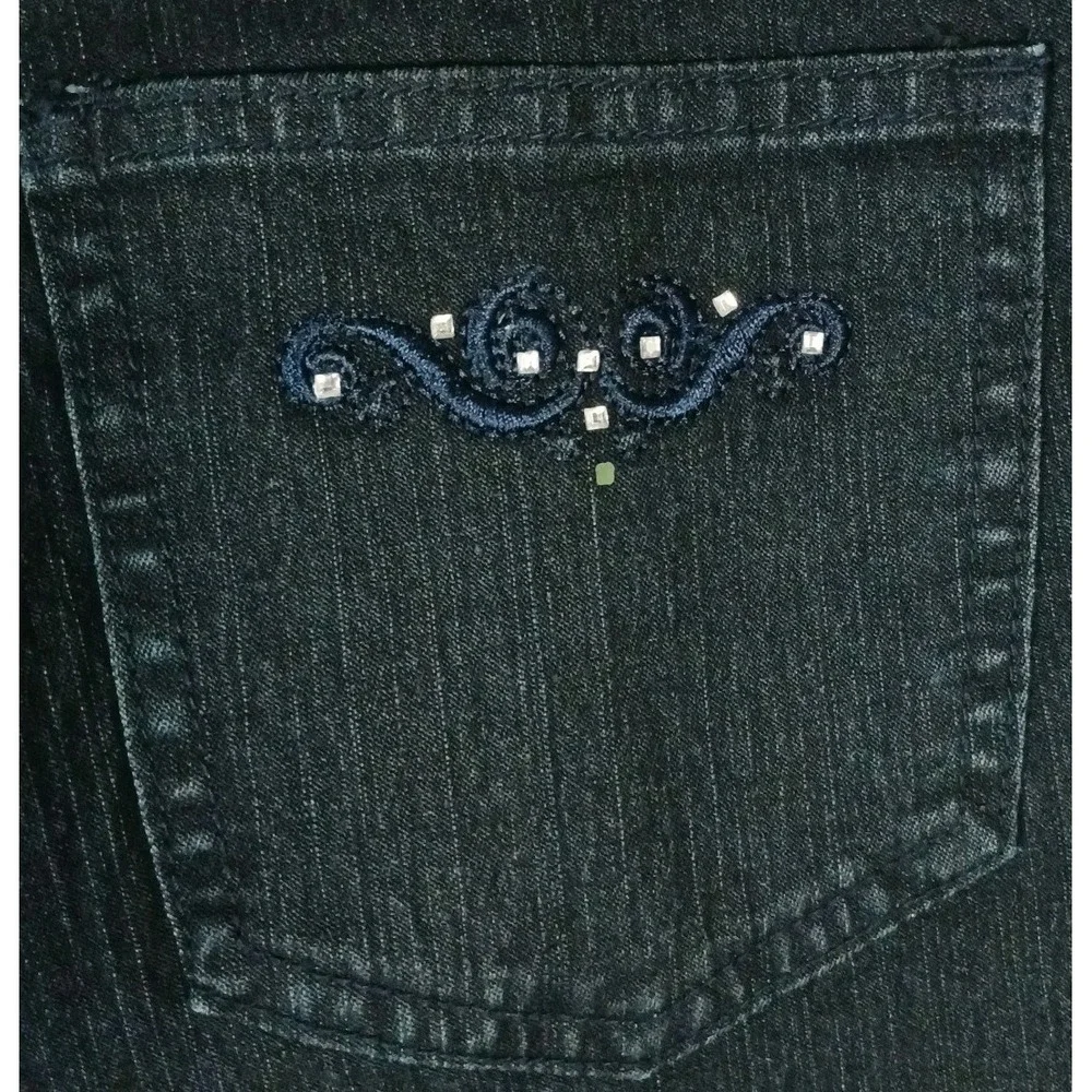 Cos Jeans Women's Mid Rise Straight Leg Blue‎ Denim Embellished Rhinestone Bling